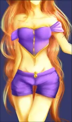 Size: 805x1347 | Tagged: safe, artist:sirentown, derpibooru import, adagio dazzle, human, siren, equestria girls, clothes, g4, image, midriff, png, shorts, simple background, solo