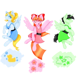 Size: 1280x1280 | Tagged: safe, artist:pinkfluffy82, derpibooru import, ponified, pony, blossom (powerpuff girls), bubbles (powerpuff girls), buttercup (powerpuff girls), female, image, png, the powerpuff girls, trio, trio female