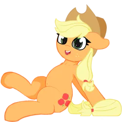 Size: 2000x2000 | Tagged: safe, artist:gean, derpibooru import, applejack, earth pony, pony, applejack's hat, belly, belly button, cowboy hat, cutie mark, freckles, hat, human shoulders, image, png, sitting, solo