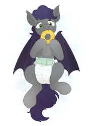 Size: 1744x2463 | Tagged: suggestive, artist:edrian, derpibooru import, oc, oc:sharp point, unofficial characters only, bat pony, bat pony oc, bat wings, cute, diaper, diaper fetish, fetish, food, image, non-baby in diaper, pineapple, png, simple background, solo, white background, wings