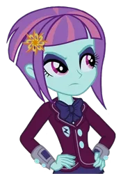 Size: 646x928 | Tagged: safe, derpibooru import, sunny flare, human, equestria girls, angry, eyeshadow, g4, image, makeup, png, shadowbolts, simple background, solo, transparent background