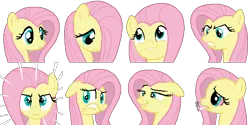 Size: 576x288 | Tagged: safe, artist:scootaloormayfly, derpibooru import, fluttershy, pegasus, pony, angry, bloodshot eyes, drugs, flutterhigh, high, image, marijuana, pixel art, png, rpg maker, scared, shy, simple background, smug, sprite, sprite sheet, stare, the stare, transparent background