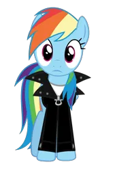 Size: 1600x2320 | Tagged: safe, artist:iamaveryrealperson, derpibooru import, edit, vector edit, rainbow dash, pegasus, pony, 2021, clothes, confused, female, folded wings, g4, image, jacket, leather, leather jacket, looking at someone, looking at you, mare, ms paint, png, simple background, solo, staring at you, transparent background, vector, wings