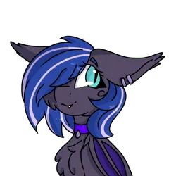 Size: 2000x2000 | Tagged: safe, artist:blue pines, derpibooru import, oc, oc:kassy nighty, unofficial characters only, bat pony, pony, bat pony oc, bat wings, commission, ear, ear fluff, ear piercing, fangs, female, fluffy, image, jewelry, mare, necklace, piercing, png, simple background, transparent background, wings, ych result