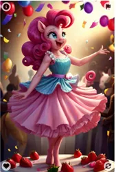 Size: 913x1354 | Tagged: safe, ponerpics import, ponybooru import, party favor, pinkie pie, anthro, earth pony, human, pony, equestria girls, adorkable, balloon, birthday, birthday cake, cake, celebration, cute, dancing, dork, food, happy, happy birthday, humanized, image, jpeg, party, pinkamena diane pie, pinkie being pinkie