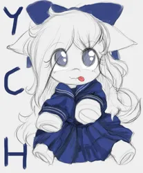 Size: 3144x3801 | Tagged: safe, artist:darkstylerz, derpibooru import, oc, unofficial characters only, pony, clothes, commission, cute, frog (hoof), hooves, image, jpeg, looking at you, sailor uniform, school uniform, schoolgirl, simple background, skirt, solo, underhoof, uniform, white background, your character here