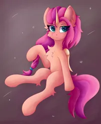 Size: 1598x1968 | Tagged: safe, artist:gaffy, derpibooru import, sunny starscout, alicorn, pony, g5, abstract background, belly, big ears, braid, braided ponytail, cheek fluff, chest fluff, ear fluff, female, image, jpeg, long mane, mare, ponytail, sitting, solo