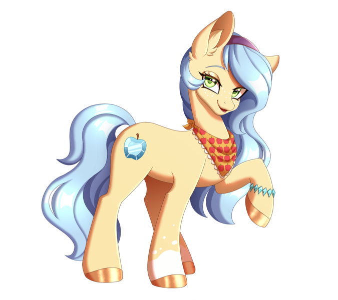 Size: 2419x2149 | Tagged: safe, artist:_ladybanshee_, derpibooru import, oc, oc:rarijack, earth pony, pony, derpibooru community collaboration, 2024 community collab, commissioner:raritybro, ear fluff, female, hairband, image, looking at you, magical lesbian spawn, offspring, parent:applejack, parent:rarity, parents:rarijack, png, simple background, smiling, smiling at you, solo, transparent background