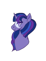 Size: 943x1258 | Tagged: safe, artist:vernorexia, derpibooru import, twilight sparkle, twilight twinkle, pony, unicorn, g3, blue hair, body markings, bust, facial markings, freckles, g4, image, png, portrait, redesign, solo, unicorn twilight