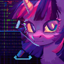 Size: 4096x4096 | Tagged: safe, ai content, artist:jrkorpa, derpibooru import, machine learning generated, stable diffusion, pony, unicorn, abstract background, backlighting, error, female, g4, generator:pony diffusion v6 xl, generator:purplesmart.ai, glitch, glow, glowing eyes, glowing horn, glowing pupils, horn, image, mare, png, prompter:catachromatic, solo, surreal