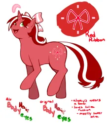 Size: 1280x1477 | Tagged: safe, artist:redintravenous, derpibooru import, oc, oc:red ribbon, pony, unicorn, ask red ribbon, bow, female, hair bow, image, mare, png, reference sheet, solo