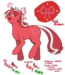 Size: 1280x1477 | Tagged: safe, alternate version, artist:redintravenous, derpibooru import, oc, oc:red ribbon, pony, unicorn, ask red ribbon, bow, female, hair bow, image, mare, png, reference sheet, solo