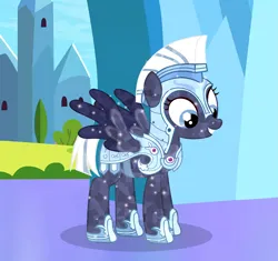 Size: 1799x1694 | Tagged: safe, artist:ghostpikachu, derpibooru import, oc, oc:lunara moonstone, unofficial characters only, crystal pony, pegasus, pony, armor, base used, colored wings, crystal armor, crystal empire, crystal pegasus, crystal pony oc, crystallized, female, guard, image, mare, pegasus oc, png, royal guard, smiling, solo, spread wings, two toned coat, two toned wings, wings