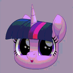 Size: 1000x1000 | Tagged: safe, artist:k. dale, derpibooru import, twilight sparkle, pony, unicorn, amazed, animated, bust, cute, derpibooru exclusive, female, g4, gif, gray background, head, head only, image, looking at you, mare, movie accurate, scared, shocked, simple background, smiling, smiling at you, smug, solo, twiabetes, unicorn twilight