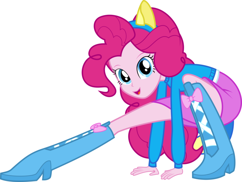 Size: 7961x6000 | Tagged: safe, artist:givralix, derpibooru import, pinkie pie, human, equestria girls, equestria girls (movie), absurd resolution, balancing, boots, clothes, eyebrows, female, g4, helping twilight win the crown, high heel boots, image, looking at you, open mouth, open smile, png, shoes, simple background, skirt, smiling, smiling at you, solo, transparent background, updated image, vector, wondercolts uniform