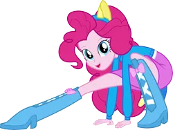 Size: 7961x6000 | Tagged: safe, artist:givralix, derpibooru import, pinkie pie, human, equestria girls, equestria girls (movie), absurd resolution, balancing, boots, clothes, eyebrows, female, g4, helping twilight win the crown, high heel boots, image, looking at you, open mouth, open smile, png, shoes, simple background, skirt, smiling, smiling at you, solo, transparent background, updated image, vector, wondercolts uniform