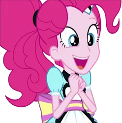 Size: 2502x2520 | Tagged: safe, derpibooru import, edit, edited screencap, editor:homersimpson1983, screencap, pinkie pie, human, coinky-dink world, eqg summertime shorts, equestria girls, background removed, female, image, not a vector, png, simple background, solo, transparent background, waitress
