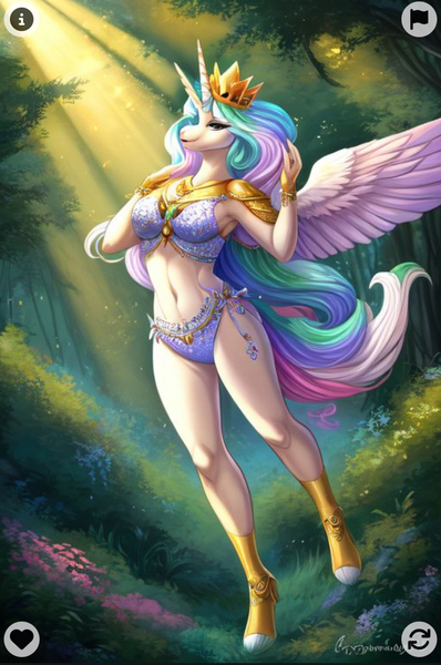 Size: 892x1345 | Tagged: questionable, princess celestia, alicorn, anthro, human, pony, equestria girls, alicornified, beautiful, belly, calm, forest, forest background, gold, humanized, image, jpeg, peaceful, race swap, regal, revealing clothing, royalty, sexy, tree, two piece swimsuit