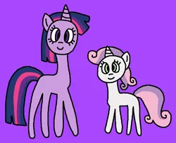 Size: 1141x925 | Tagged: safe, artist:the-rainbow-nigga420, sweetie belle, twilight sparkle, pony, unicorn, series:my little filly: friendship is magic, 1000 hours in ms paint, background pony, cute, diasweetes, duo, female, filly, g4, image, mare, ms paint, paint.net, png, simple background, smiling, twiabetes, unicorn twilight