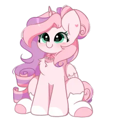 Size: 2449x2635 | Tagged: safe, artist:kittyrosie, derpibooru import, oc, oc:saku, pony, unicorn, blushing, chest fluff, cute, female, high res, horn, image, mare, ocbetes, png, simple background, sitting, smiling, solo, transparent background, unicorn oc