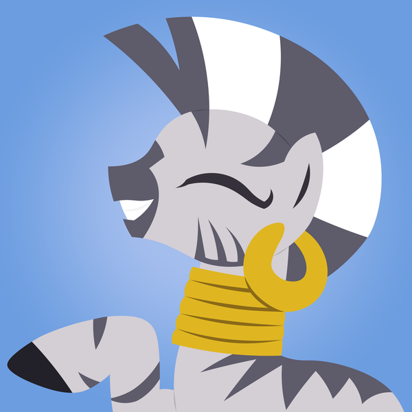 Size: 5000x5000 | Tagged: safe, artist:egor418, derpibooru import, zecora, pony, zebra, absurd resolution, blue background, eyes closed, female, g4, gold, gradient background, happy, high res, image, jewelry, mare, png, raised hoof, simple background, smiling, solo, teeth