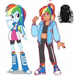 Size: 2032x2048 | Tagged: safe, artist:diameltzowo, derpibooru import, rainbow dash, human, human coloration, image, jpeg, redesign, wip