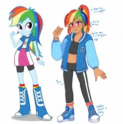 Size: 2032x2048 | Tagged: safe, artist:diameltzowo, derpibooru import, rainbow dash, human, equestria girls, human coloration, image, jpeg, redesign