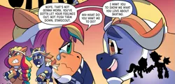 Size: 601x289 | Tagged: safe, derpibooru import, idw, sunny starscout, earth pony, pony, g5, spoiler:comic, spoiler:g5comic, comic, crying, dialogue, helmet, image, png, skates, tracy tailspin