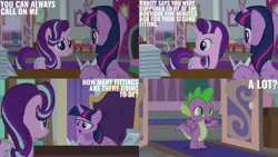 Size: 2000x1125 | Tagged: safe, derpibooru import, edit, edited screencap, screencap, spike, starlight glimmer, twilight sparkle, twilight sparkle (alicorn), alicorn, dragon, a horse shoe-in, g4, image, png, school of friendship, twilight's office, winged spike, wings