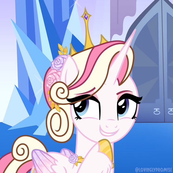 Size: 2000x2000 | Tagged: safe, artist:lovinglypromise, derpibooru import, oc, oc:crystal rose, alicorn, pony, crown, female, image, jewelry, mare, offspring, parent:princess cadance, parent:shining armor, parents:shiningcadance, png, regalia, solo