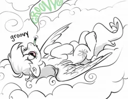 Size: 2048x1578 | Tagged: safe, artist:opalacorn, derpibooru import, oc, unofficial characters only, pegasus, pony, bloodshot eyes, cloud, commission, drug use, drugs, groovy, high, image, jpeg, lying down, lying on a cloud, marijuana, on a cloud, on back, partial color, simple background, smoking, solo, white background