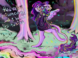 Size: 1200x900 | Tagged: safe, artist:larvaecandy, derpibooru import, oc, oc:vylet, unofficial characters only, pegasus, pony, bipedal, crying, i was the loner of paradise valley, image, jpeg, lyrics, solo, text, vylet pony