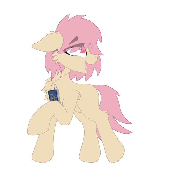 Size: 4096x4096 | Tagged: safe, artist:kotwitz, artist:vinyvitz, derpibooru import, oc, oc:voxovie, unofficial characters only, earth pony, derpibooru community collaboration, 2024 community collab, chest fluff, derpibooru exclusive, ear fluff, earbuds, eye clipping through hair, floppy ears, image, looking back, open mouth, pink eyes, pink hair, png, raised hoof, smiling, solo, standing, walkman