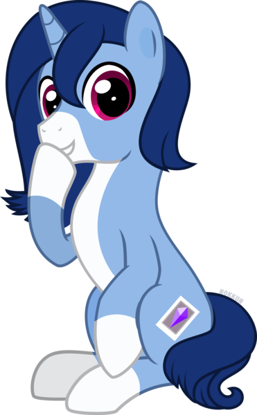 Size: 4500x7287 | Tagged: safe, artist:n0kkun, derpibooru import, oc, oc:crystal glaze, unicorn, derpibooru community collaboration, 2024 community collab, cutie mark, hair, horn, image, looking at you, markings, png, smiling, smiling at you, tail, unicorn oc