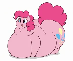 Size: 2372x1984 | Tagged: suggestive, artist:cottoncandyrosy, derpibooru import, pinkie pie, earth pony, pony, belly, big belly, fat, female, g4, high res, huge belly, image, impossibly large belly, jpeg, mare, morbidly obese, obese, open mouth, open smile, piggy pie, pudgy pie, simple background, smiling, solo, white background
