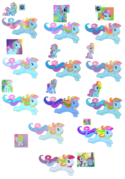 Size: 2500x3578 | Tagged: safe, derpibooru import, rainbow dash (g3), earth pony, pony, g3, color palette, comparison, g3.5, image, palette, png, simple background, transparent background