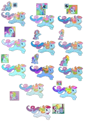 Size: 2500x3578 | Tagged: safe, derpibooru import, rainbow dash (g3), earth pony, pony, g3, color palette, comparison, g3.5, image, palette, png, simple background, transparent background