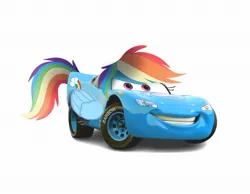 Size: 1818x1413 | Tagged: safe, artist:closethippie_, derpibooru import, rainbow dash, cars (pixar), image, jpeg, lightning mcqueen