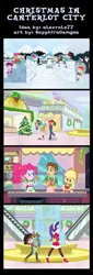 Size: 950x2787 | Tagged: safe, artist:sapphiregamgee, derpibooru import, apple bloom, applejack, pinkie pie, rarity, scootaloo, sweetie belle, human, equestria girls, canterlot mall, christmas, christmas cookies, christmas lights, christmas tree, clothes, comic, commission, crossover, cutie mark crusaders, holiday, humanized, image, jpeg, pinkie's kitchen, scarf, snow, snowball, snowball fight, tree, winter, winter outfit