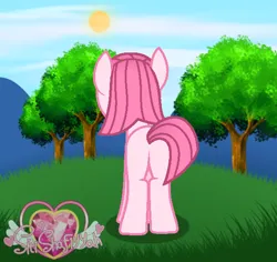 Size: 586x553 | Tagged: safe, artist:muhammad yunus, derpibooru import, oc, oc:annisa trihapsari, unofficial characters only, earth pony, pony, annibutt, base used, female, g4, image, mare, plant, png, solo, solo female, tree, watermark