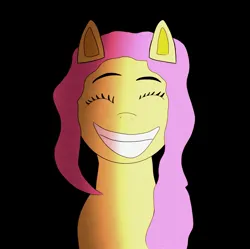 Size: 2163x2156 | Tagged: safe, artist:mlpisthebestshow36, derpibooru import, fluttershy, pony, black background, digital art, eyes closed, g4, image, jpeg, shading, simple background, smiling