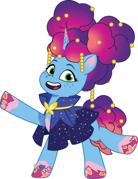 Size: 973x1267 | Tagged: safe, artist:prixy05, derpibooru import, pony, unicorn, g5, my little pony: tell your tale, spoiler:tyts02e02, afro puffs, carnival, colored hooves, female, heavy is the mane that wears the fruit crown, image, mare, misty brightdawn, png, rebirth misty, simple background, solo, transparent background, vector