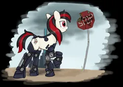Size: 1493x1054 | Tagged: safe, artist:derpy_fan, derpibooru import, oc, oc:blackjack, unofficial characters only, unicorn, fallout equestria, fallout equestria: project horizons, fanfic art, image, png, vulgar