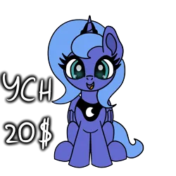 Size: 1500x1500 | Tagged: safe, artist:platinumdrop, derpibooru import, princess luna, alicorn, pony, advertisement, commission, cute, female, filly, foal, image, png, simple background, transparent background, woona, ych example, younger, your character here