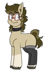 Size: 973x1437 | Tagged: safe, artist:coatieyay, derpibooru import, oc, oc:paladin, unofficial characters only, pony, clothes, collar, ear piercing, earring, image, jewelry, nonbinary, piercing, png, simple background, socks, solo, thigh highs, transparent background