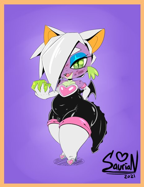Size: 2975x3850 | Tagged: questionable, artist:saurian, ponerpics import, ponybooru import, spike, dragon, chaos emerald, clothes, cosplay, costume, crossdressing, crotch bulge, girly, image, jpeg, male, rouge the bat, solo, sonic the hedgehog (series), stupid sexy spike