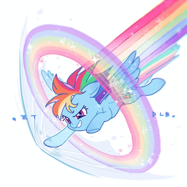 Size: 3000x3000 | Tagged: safe, artist:ztdlb, derpibooru import, rainbow dash, pegasus, pony, grin, image, jpeg, rainbow, simple background, smiling, solo, sonic boom, white background