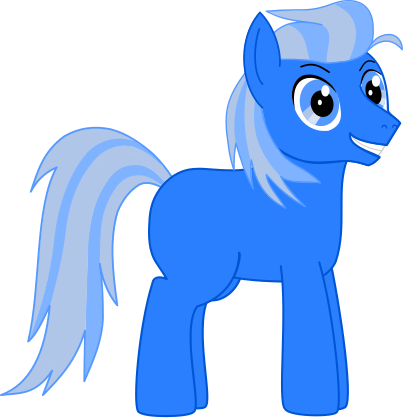 Size: 403x418 | Tagged: safe, artist:pwnypony db, derpibooru import, oc, earth pony, pony, derpibooru community collaboration, .svg available, 2024 community collab, blank flank, blue eyes, blue mane, image, male, png, simple background, smiling, solo, transparent background, vector