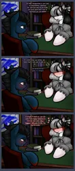 Size: 2196x5000 | Tagged: suggestive, artist:sketchy knight, derpibooru import, oc, oc:slashing prices, earth pony, pony, unicorn, accessory, adorasexy, background pony, bedroom eyes, blushing, blushing profusely, book, bookshelf, bow, chair, clothes, confident, conversation, cute, dialogue, earth pony oc, embarrassed, female, flirting, grin, hair, hair bow, heart, horn, image, librarian, library, looking at each other, looking at someone, male, mare, panels, png, sexy, shy, shy smile, smiling, solo, stallion, surprised, sweat, sweatdrop, table, text, unicorn oc