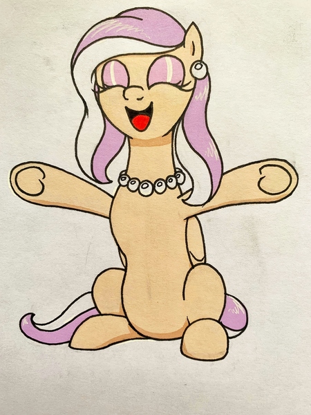 Size: 3024x4032 | Tagged: safe, artist:killerteddybear94, derpibooru import, oc, oc:vanilla pearl, pegasus, pony, derpibooru community collaboration, 2024 community collab, cute, ear piercing, earring, eyes closed, eyeshadow, female, image, jewelry, jpeg, makeup, necklace, open arms, open mouth, open smile, pearl necklace, piercing, smiling, solo, traditional art